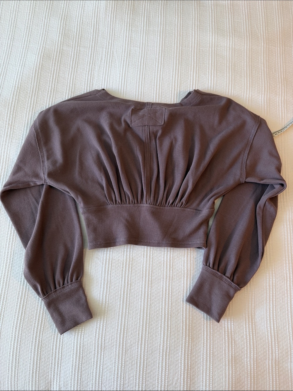 We the Free All Nighter Surpluce Cropped Ribbed V-Neck Top in Dusty Lavender - Picture 9 of 9